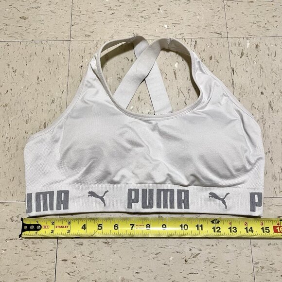 PUMA Size XL Women’s White Wireless Unpadded Racerback Sports Bra Activewear - Picture 2 of 4